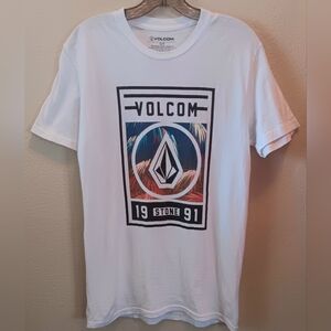 VOLCOM Logo Tee T-shirt Size S White EUC